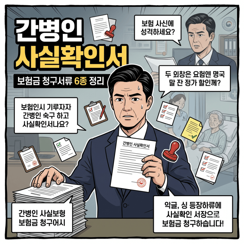 간병인 사실확인서 발급방법, 간병인 회원가입 확인서와 중개계약서 등 보험금 청구서류 6종....