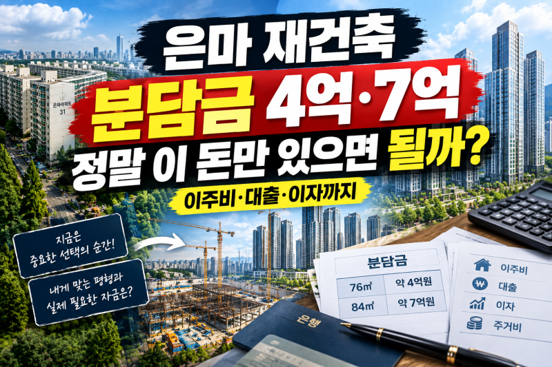 은마아파트 재건축 분담금, 4억원이면 끝일까?｜이주비·대출·이자까지 계산해보니 (3편)