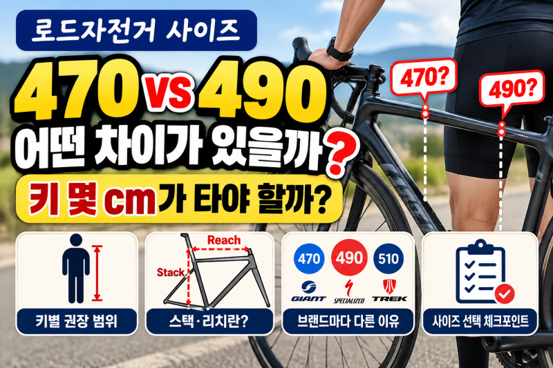 로드자전거 470·490 사이즈 차이, 키 몇 cm가 타야 할까?