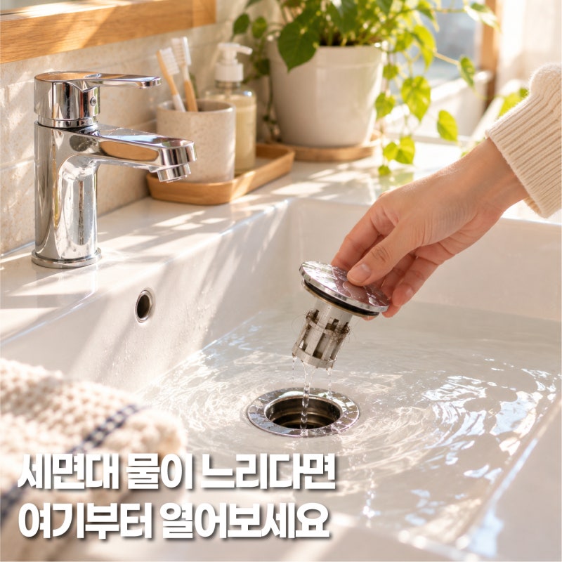 세면대막힘, 물이 천천히 내려간다면? 배수구클리너 쓰기 전 확인할 곳