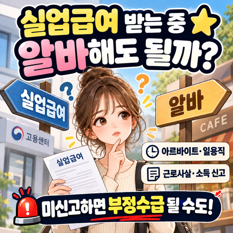 실업급여 받는 중 알바해도 될까?｜아르바이트 신고·근로시간·부정수급 기준 총정리