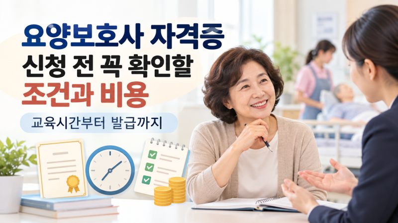 요양보호사 자격증 신청 전 꼭 확인할 조건과 비용, 교육시간부터 발급까지