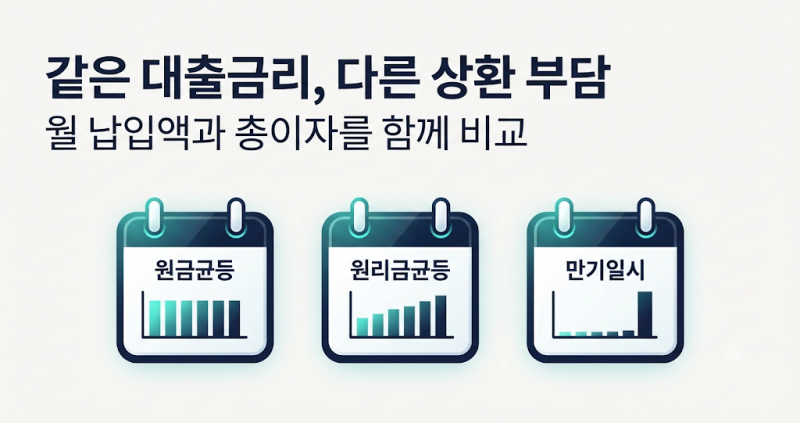 원금균등·원리금균등·만기일시상환 차이, 1,000만원 빌리면 얼마씩 갚을까?