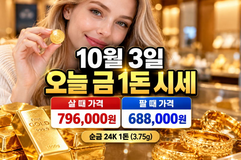 10월 3일 오늘 금시세 순금 1돈 24K 18K 14K 백금 은 가격 총정리