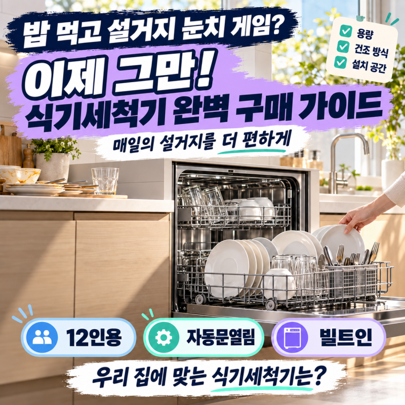 밥 먹고 설거지 눈치 게임은 이제 그만!" 삶의 질 수직 상승 식기세척기 완벽 구매 가이드 (12....