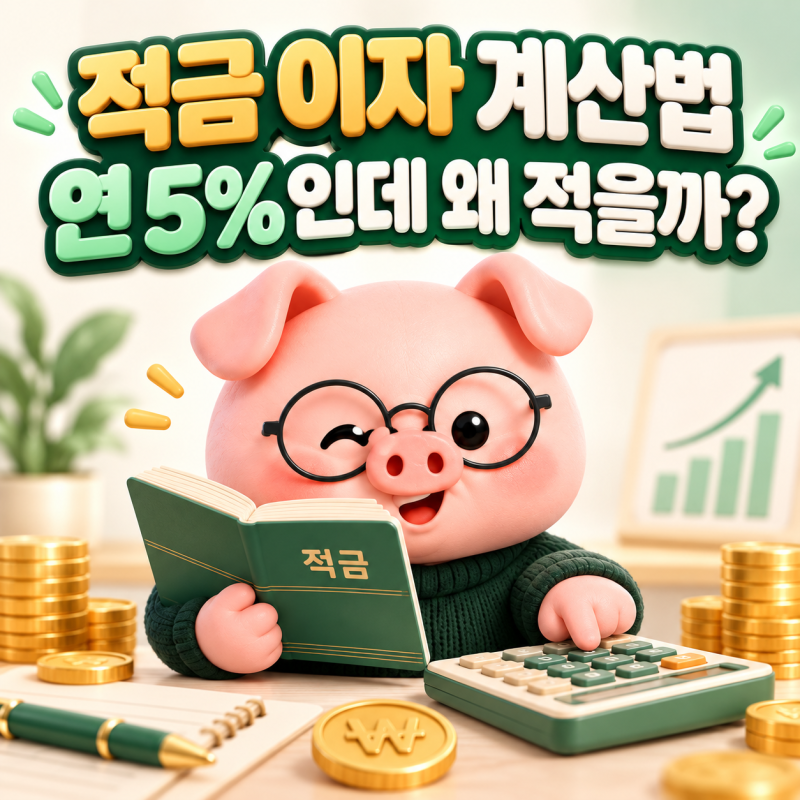 적금 이자 계산법, 연 5%인데 실제 이자가 적은 이유