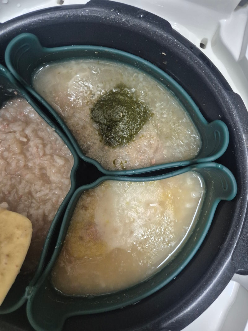 9개월 후기 밥솥이유식 4배죽 황금비율! 큐브 조합으로 1,200g 완성