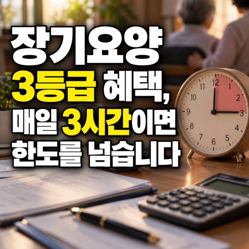 장기요양 3등급 혜택 시간, 매일 3시간이면 한도를 넘습니다