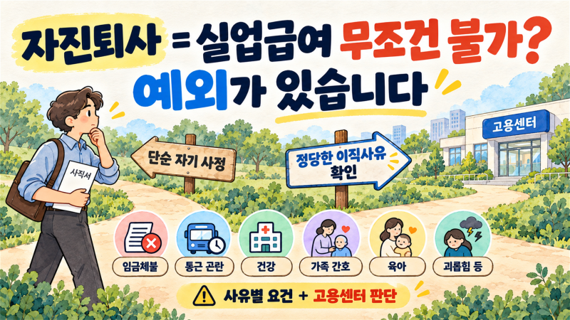 자진퇴사해도 실업급여 받을 수 있는 경우｜정당한 이직사유 정리