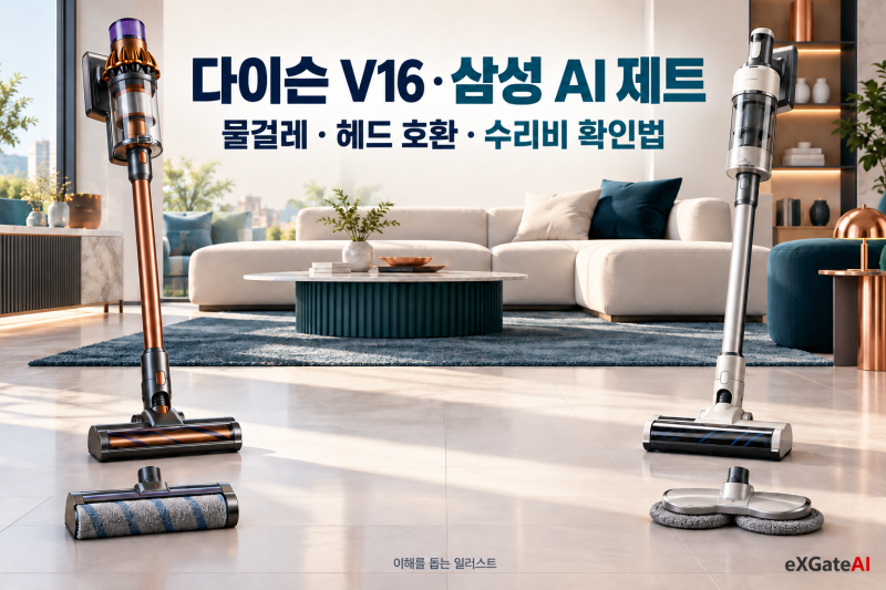 다이슨 V16·삼성 AI 제트｜물걸레·헤드 호환·수리비 확인법