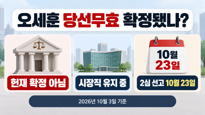 오세훈 당선무효 확정됐다고?｜2심 선고·시장직 상실 기준