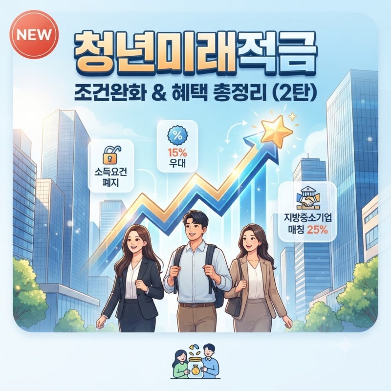 청년미래적금 확대·개편 조건 및 혜택 총정리 | 소득요건 폐지 및 지방중소기업 매칭 25% (2탄....