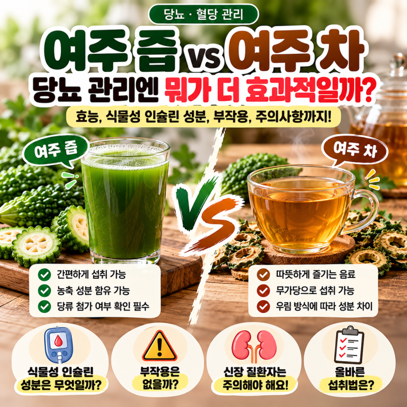 여주즙 vs 여주차, 당뇨 관리엔 뭐가 더 효과적일까? 효능부터 부작용까지