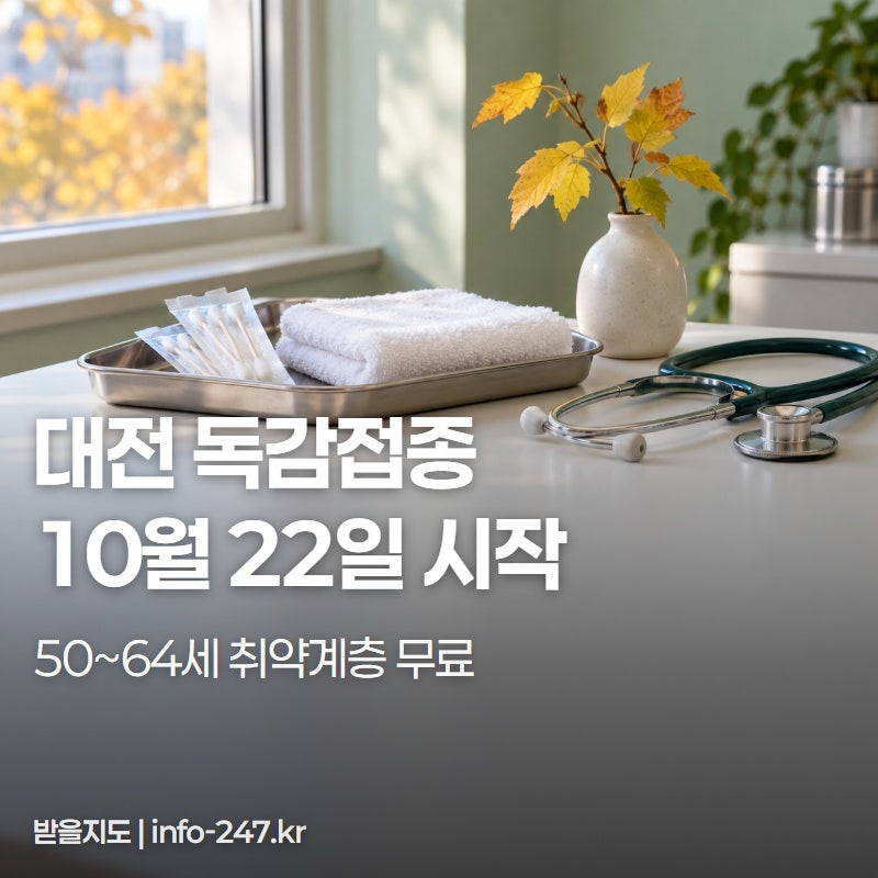 대전 독감예방접종 50대 수급자도 무료, 백신 소진 전에 맞으세요
