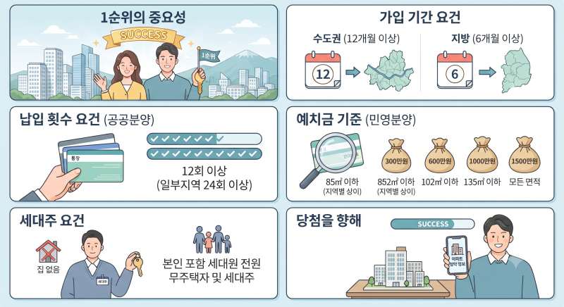 주택청약 1순위 조건, 청약통장 몇 년 있어야 할까? 2026년 기준 쉽게 정리