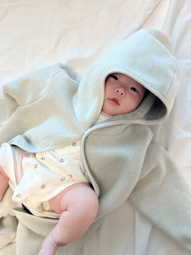 신생아 겨울 우주복, 베네베네 플리스 점프수트 우주복 3개월 아기 사이즈 착샷