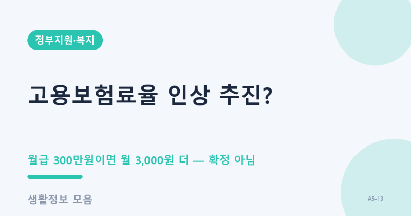 고용보험료율 인상 추진? 월급 300만원이면 월 3,000원 더