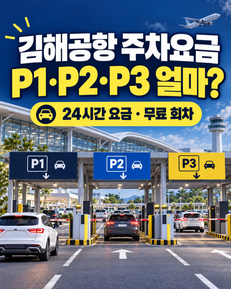 김해공항 주차요금 총정리 , P1·P2·P3 24시간 요금과 무료 회차 비교