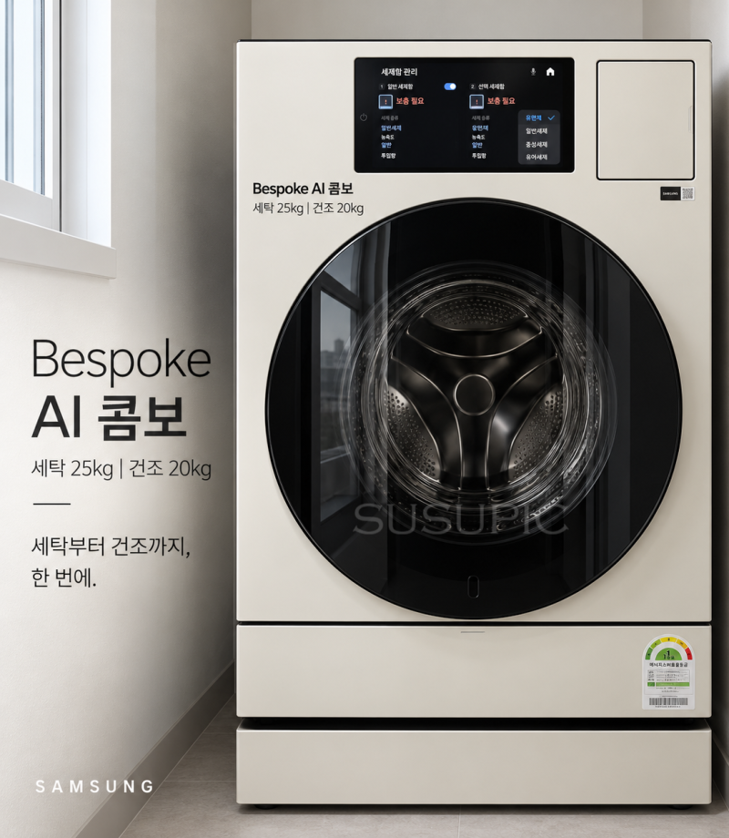 세탁기 건조기 일체형 추천 삼성 비스포크 AI콤보 WD90F25AHY