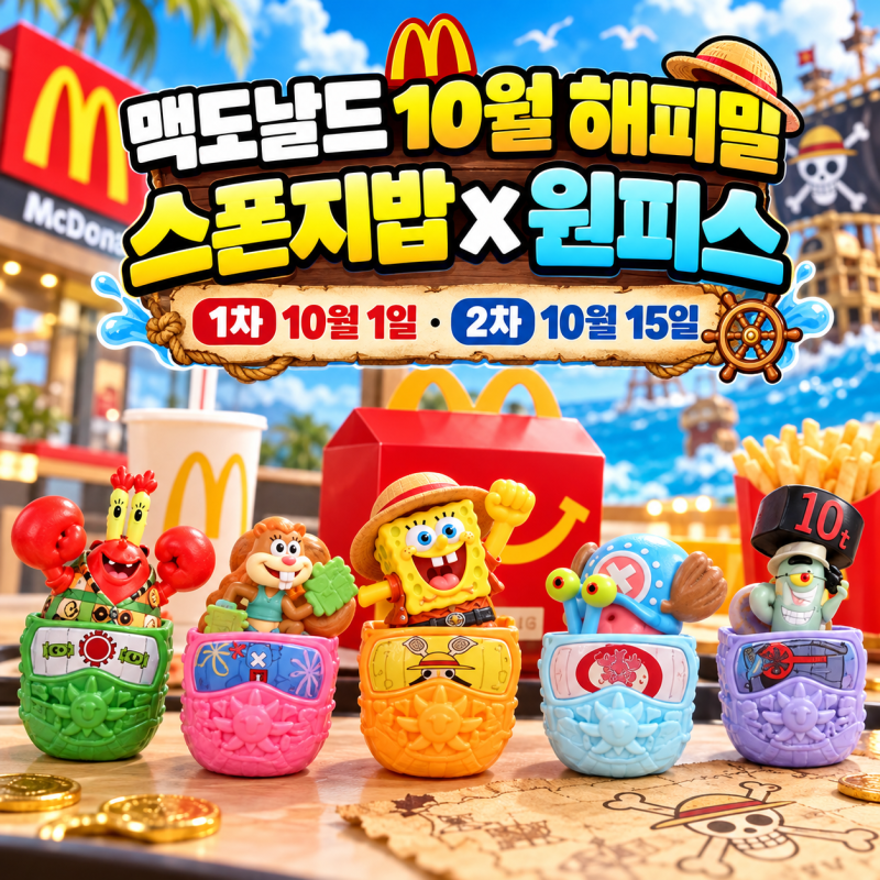 스폰지밥이 루피가 됐다고? 맥도날드 10월 해피밀 장난감 총정리