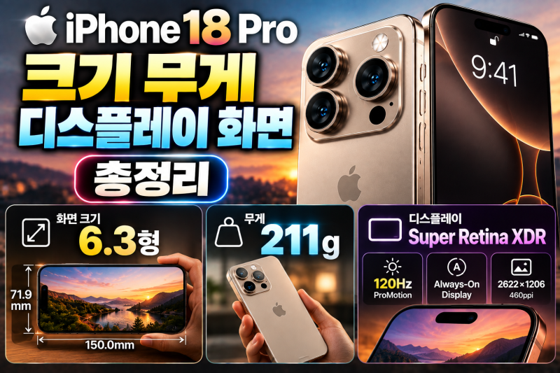 아이폰 18 프로 크기와 무게, 한 손으로 쓰기 부담스럽지는 않을까?