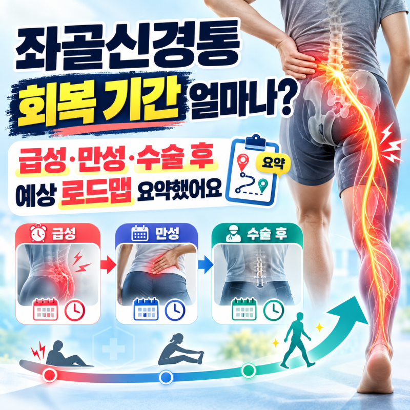 좌골신경통 회복 기간 얼마나? 급성·만성·수술 후 예상 로드맵 요약했어요
