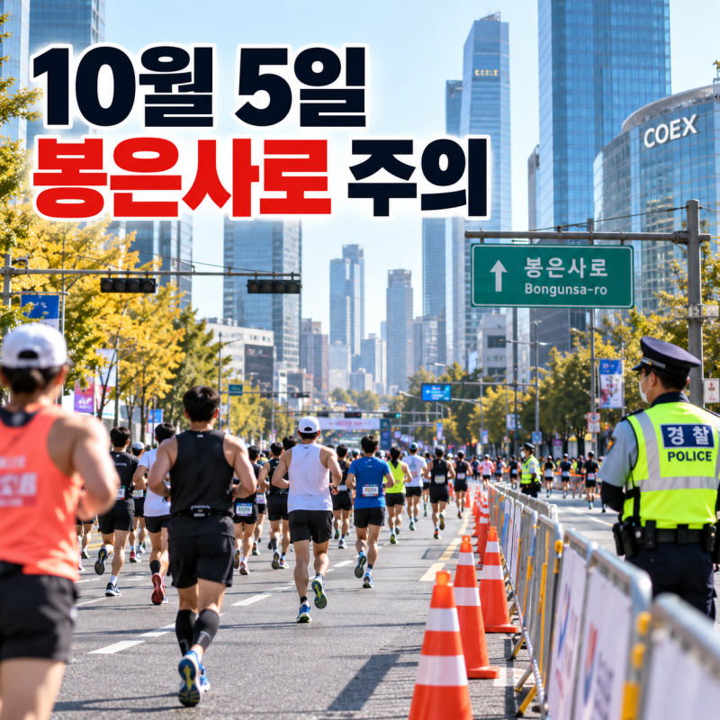 강남국제평화마라톤 교통통제 10월 5일 봉은사로 우회 팁