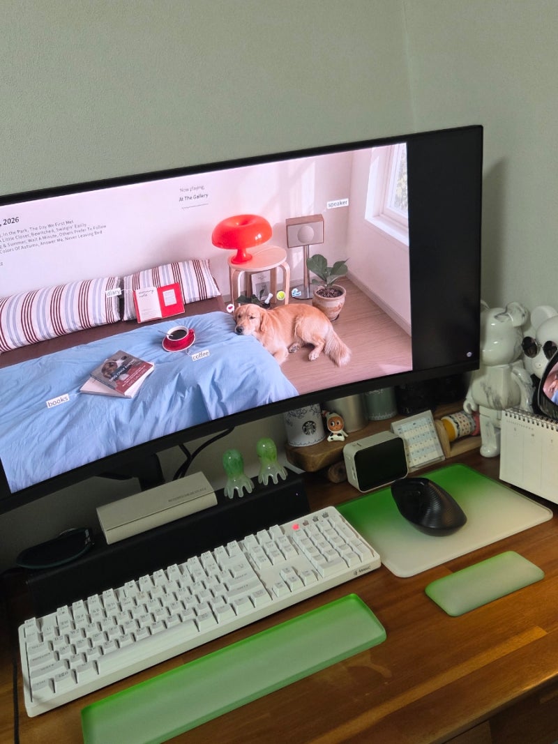 사무실 데스크테리어 odee 아크릴 손목받침 마우스패드 팜레스트 세트