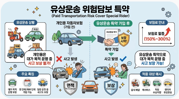자가용·오토바이 N잡러 필수상식 유상운송 위험담보 특약 가입방법·보장항목·청구방법·세....
