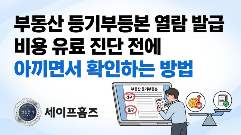 부동산 등기부등본 열람 발급 비용 유료 진단 전에 아끼면서 확인하는 방법