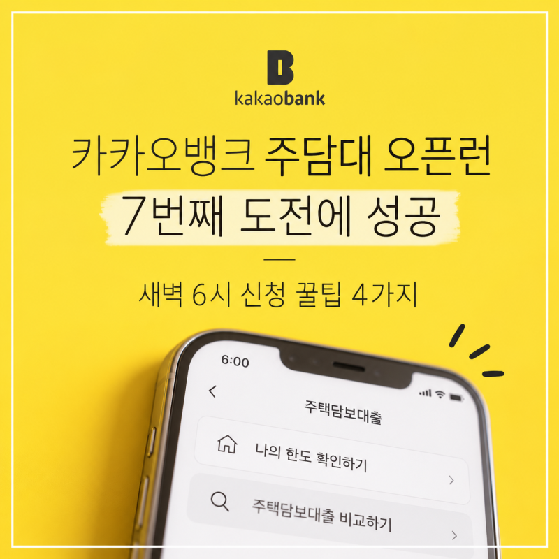 카카오뱅크 주담대 오픈런 7번째 도전에 성공｜새벽 6시 신청 꿀팁 4가지