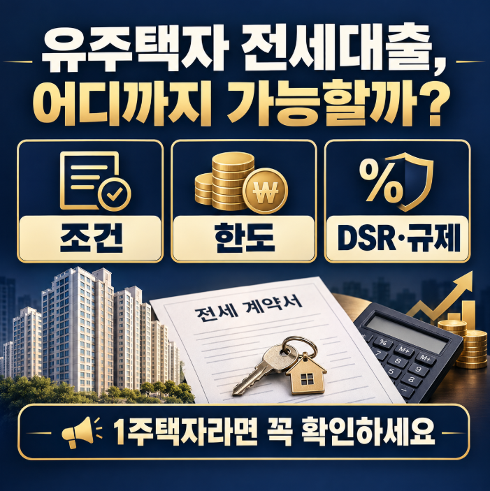 유주택자 전세대출 조건, 제한, 한도 총정리(+DSR·규제)
