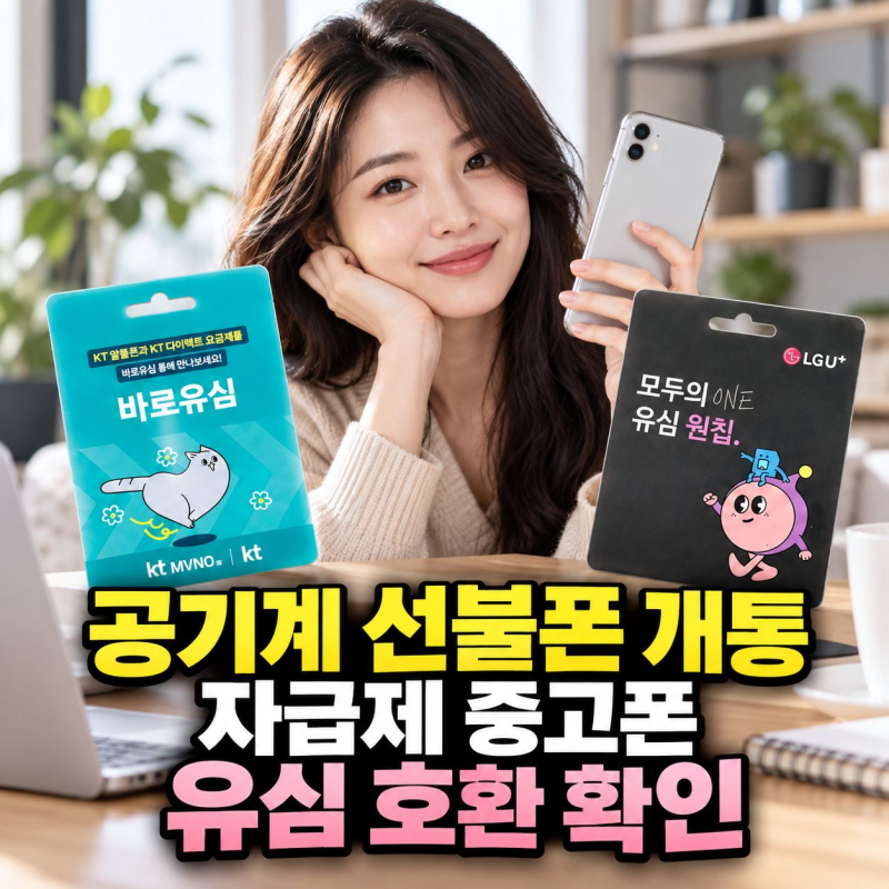 공기계 선불폰 개통 자급제 중고폰 유심 호환 확인