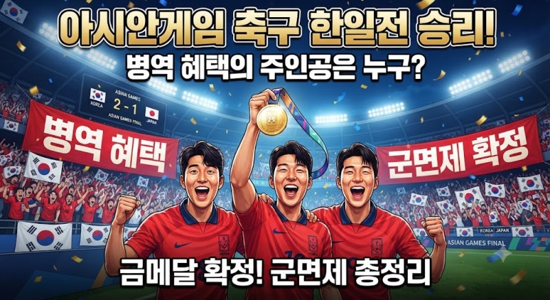 아시안게임 축구 한일전 승리 병역 혜택 조건과 군면제 대상 총정리