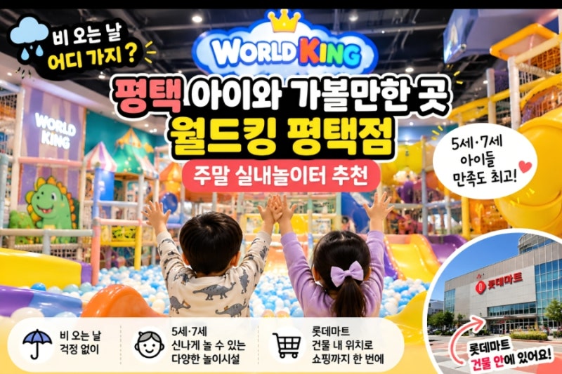 비 오는 날 평택 아이와 가볼만한 곳｜월드킹 평택점 주말 실내놀이터 추천