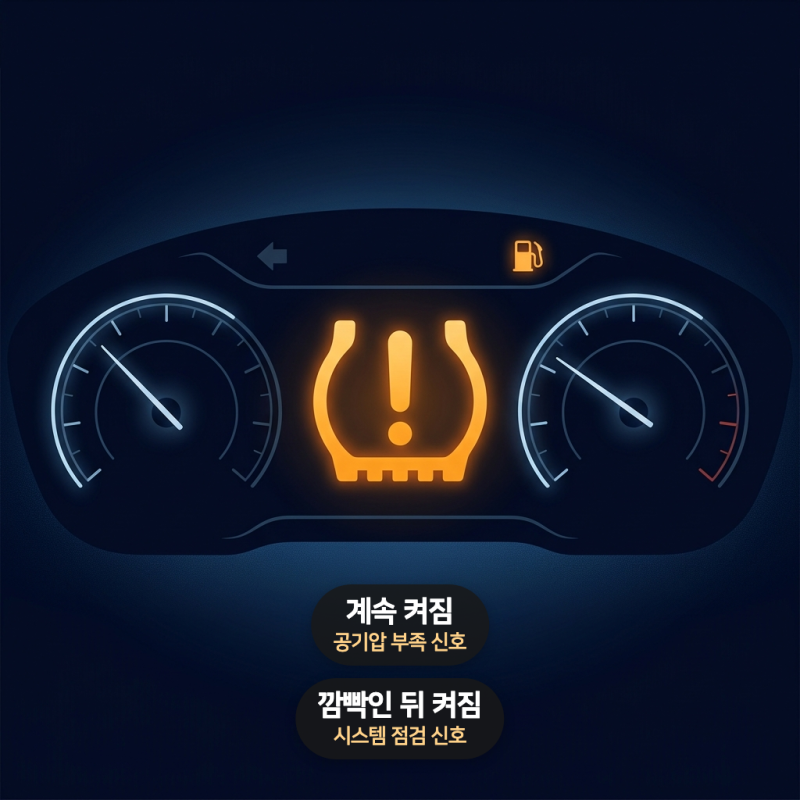 타이어 공기압 경고등 켜졌을 때 계속 달려도 되나, 적정 공기압 확인과 경고등 끄는 순서