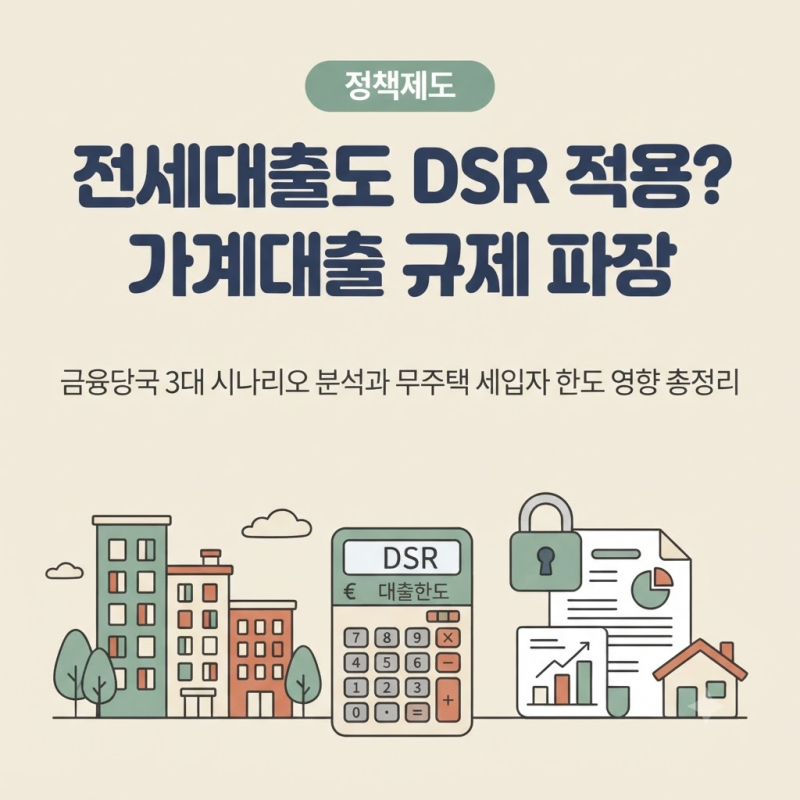 전세대출도 DSR 적용되나? 금융당국 가계대출 추가 규제 시나리오와 무주택 세입자 대출 한도....