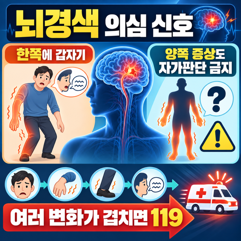 뇌경색 의심, 양쪽 팔다리만 마비됐다면? ‘한쪽에 갑자기’ 나타나는 신호를 보는 이유