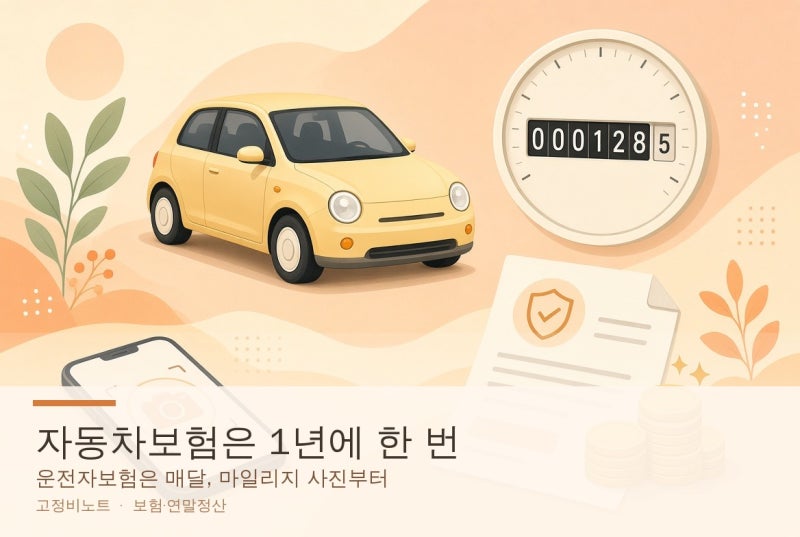 자동차보험은 1년에 한 번, 운전자보험은 매달 | 마일리지 사진부터