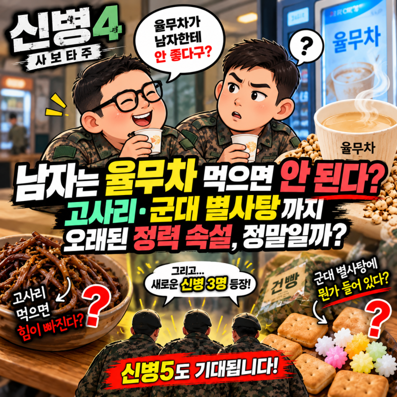 신병4 보다가 멈칫, 남자는 율무차 먹으면 안 된다? 고사리·군대 별사탕까지 오래된 정력 속....