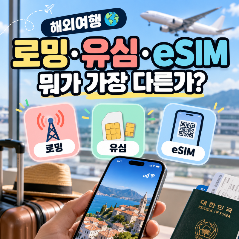 해외여행 로밍·유심·eSIM 차이｜뭐가 가장 다른가?