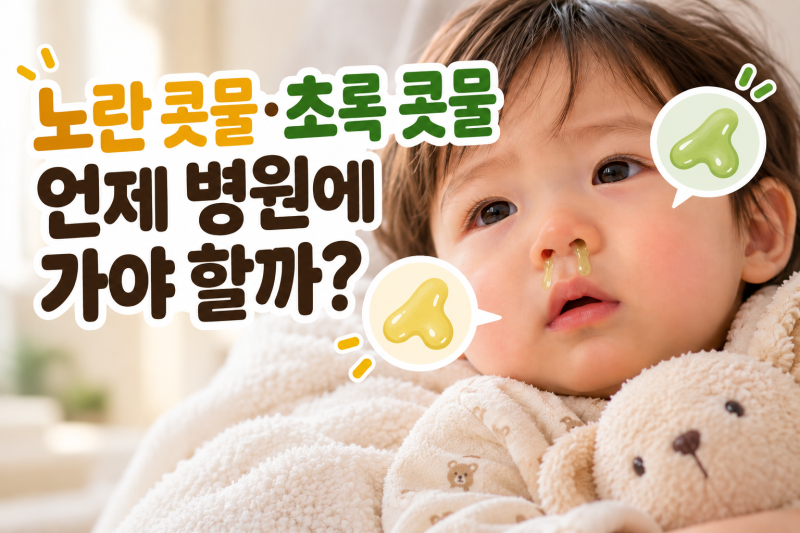 아기 콧물 노란색,초록색이면 병원 가야 할까? 콧물 색깔로 보는 기준