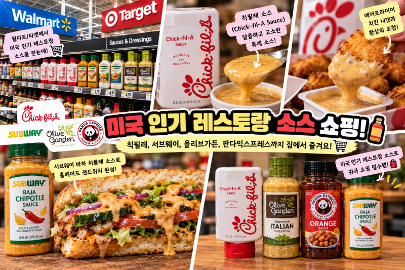 미국 마트 털기! 유명 프랜차이즈 시그니처 소스 BEST 5 | 칙필레·서브웨이·올리브가든·타코....