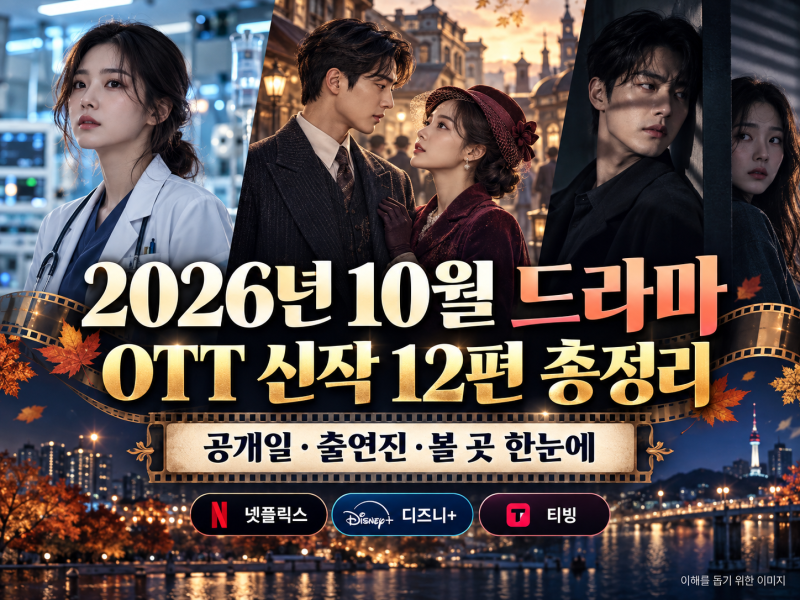 2026년 10월 드라마·OTT 신작 12편 총정리! 공개일과 볼 곳 한눈에