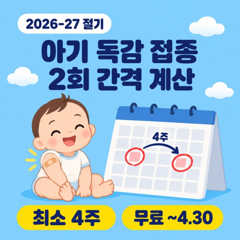 아기 독감 예방접종 2회 간격, 2차 날짜 계산부터 접종 후 열 지켜볼 기준까지