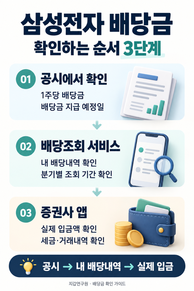 삼성전자 배당금 조회 방법, 1주당 금액과 지급일 확인하는 순서