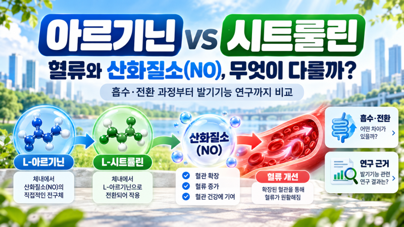 아르기닌 vs 시트룰린｜혈류와 산화질소(NO), 무엇이 다를까?