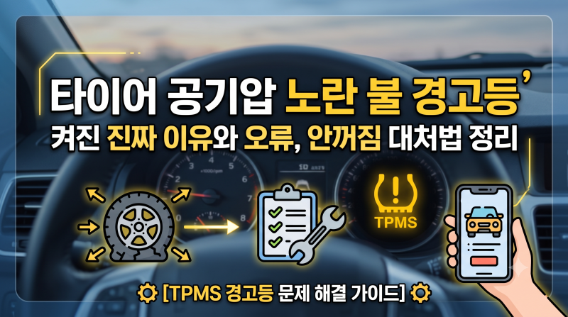 타이어 공기압 노란 불 경고등 켜진 진짜 이유와 오류, 안꺼짐 대처법 정리