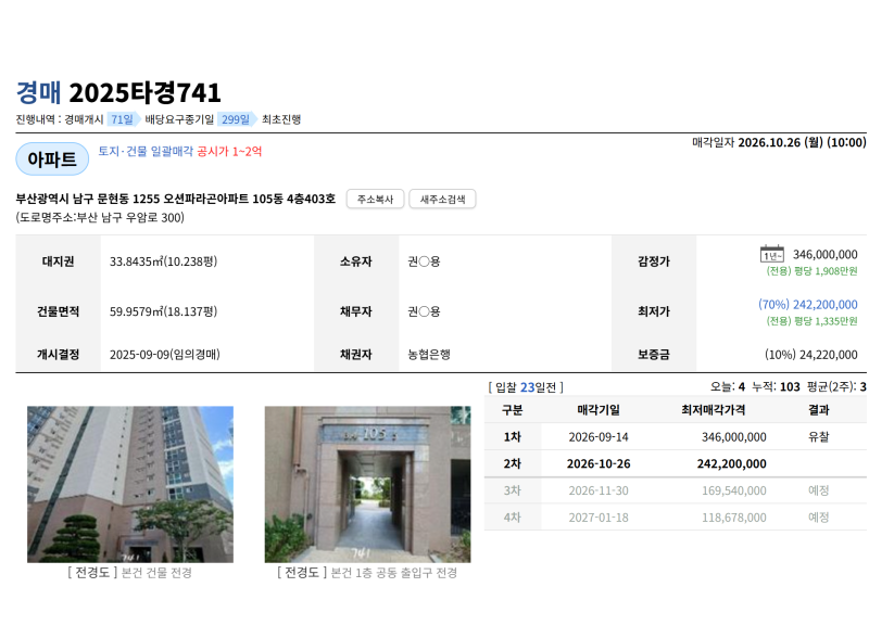 부산아파트경매 문현동 오션파라곤, 매매 3억 500만원과 경매 2억 4,220만원 비교 사진 7