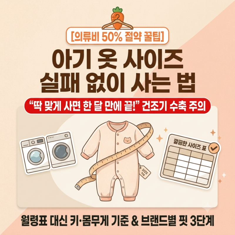 [아기 옷 사이즈 팁] 80? 90? 사자마자 작아져 후회할 때! 건조기 돌려도 실패 없는 월령별 유아....